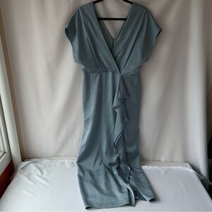 Elegant Blue Wrap Dress